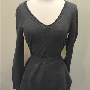 V-Neck Long Sleeve Sweater with Belt